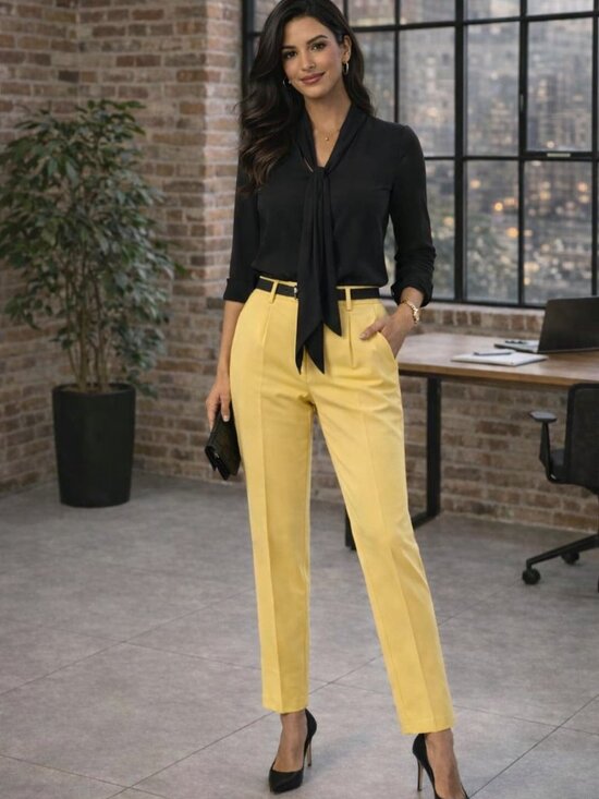 Minimum Pants - Bold Yellow Statement Pant | Minimum Tailored Ankle Trousers | Size 6 | NWT